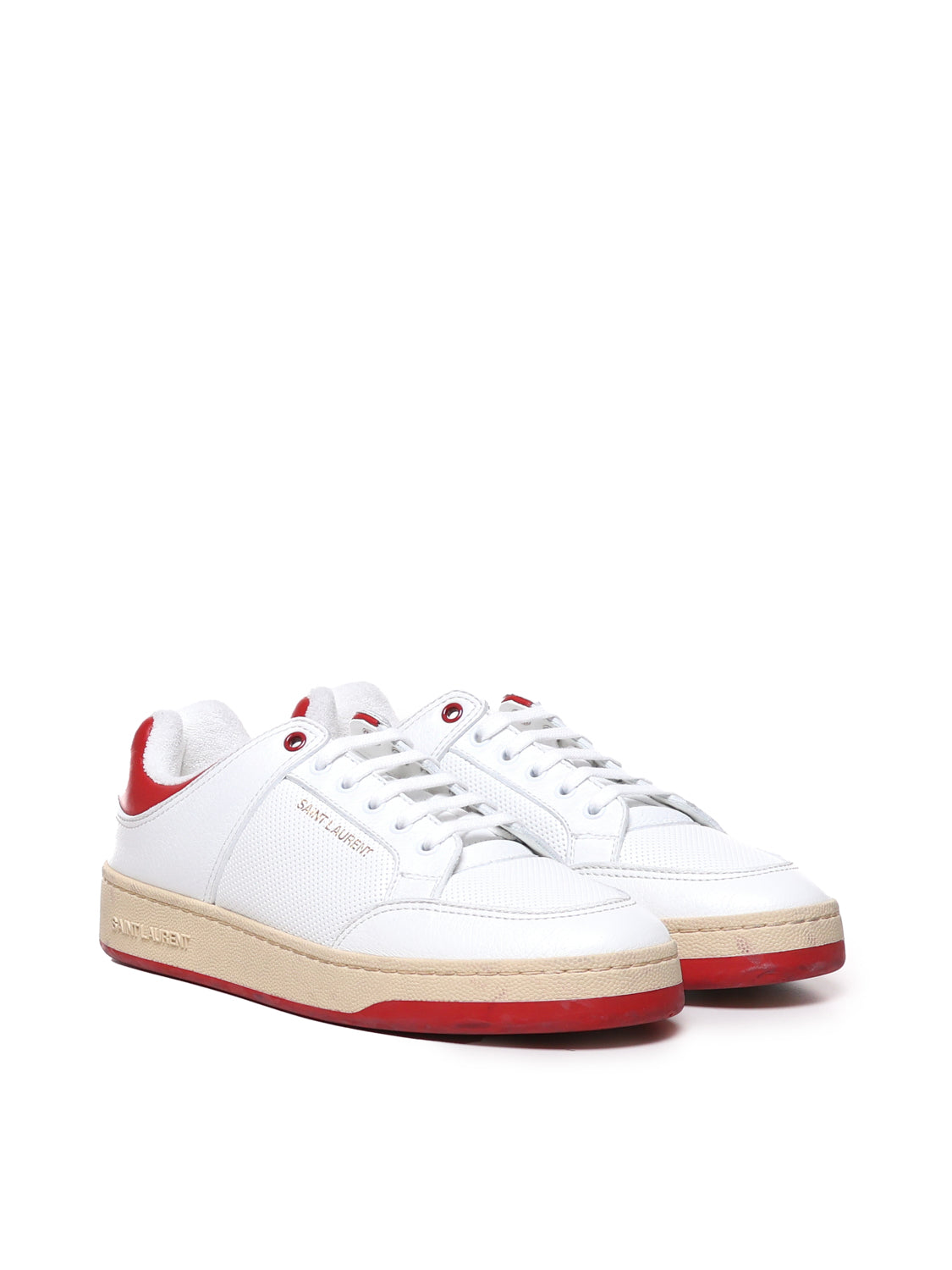 Saint Laurent Sneakers White, Red Calf Skin