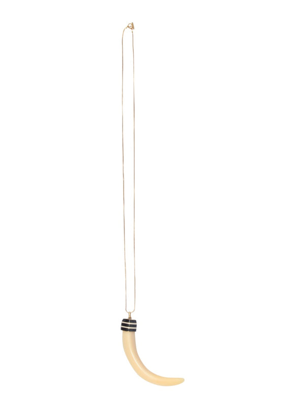 Ivory Horn Resin Pendant Necklace Brass Necklaces