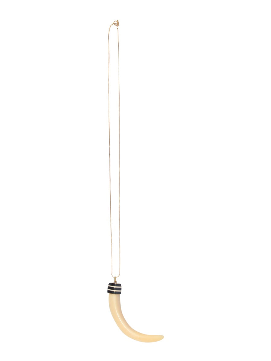 Ivory Horn Resin Pendant Necklace Brass Necklaces