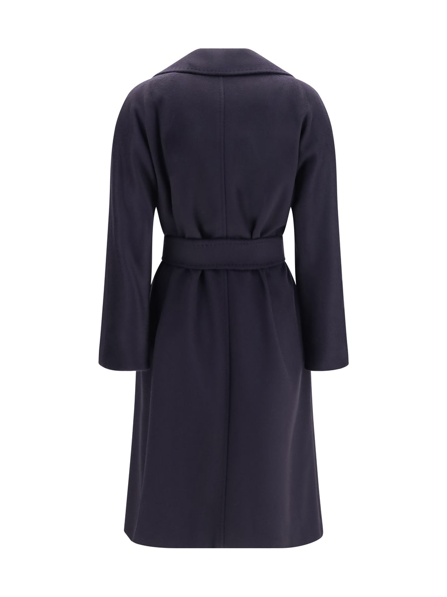 Wool Coat With Peak Lapels Blue Fleece (ovis Aries)