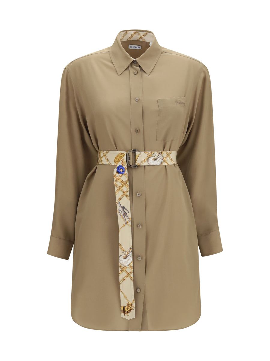 Silk Crêpe De Chine Shirt Dress Puddle