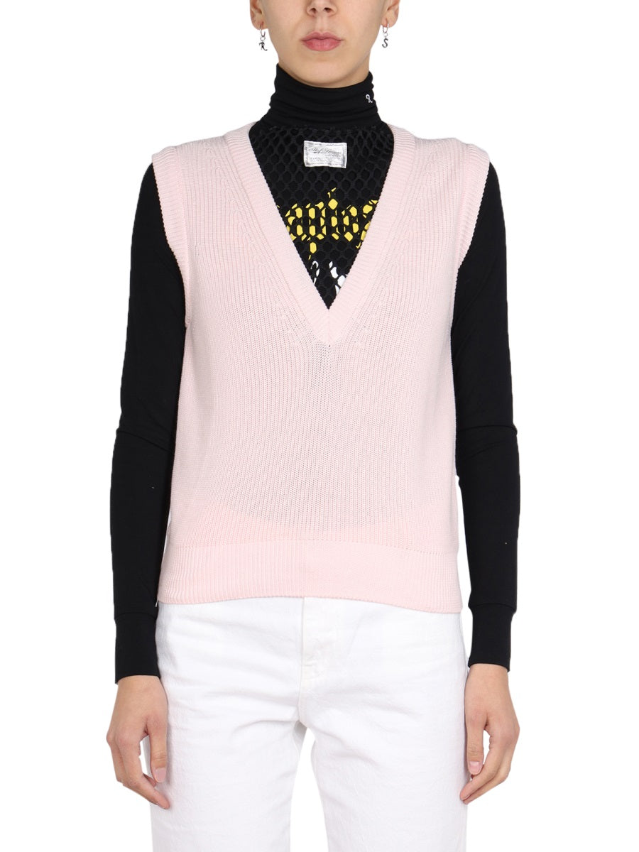Knitted Vest Pink Cotton Jumpers