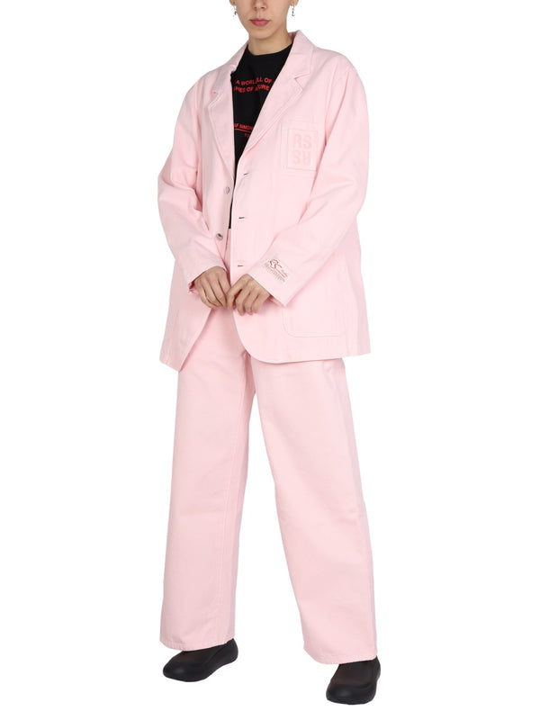 Logo Patch Jacket Pink Cotton