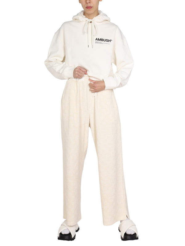 Monogram Pants White Cotton Trousers