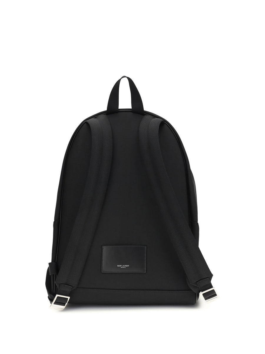 Backpack City Black Leather & Nylon Fabric Backpacks