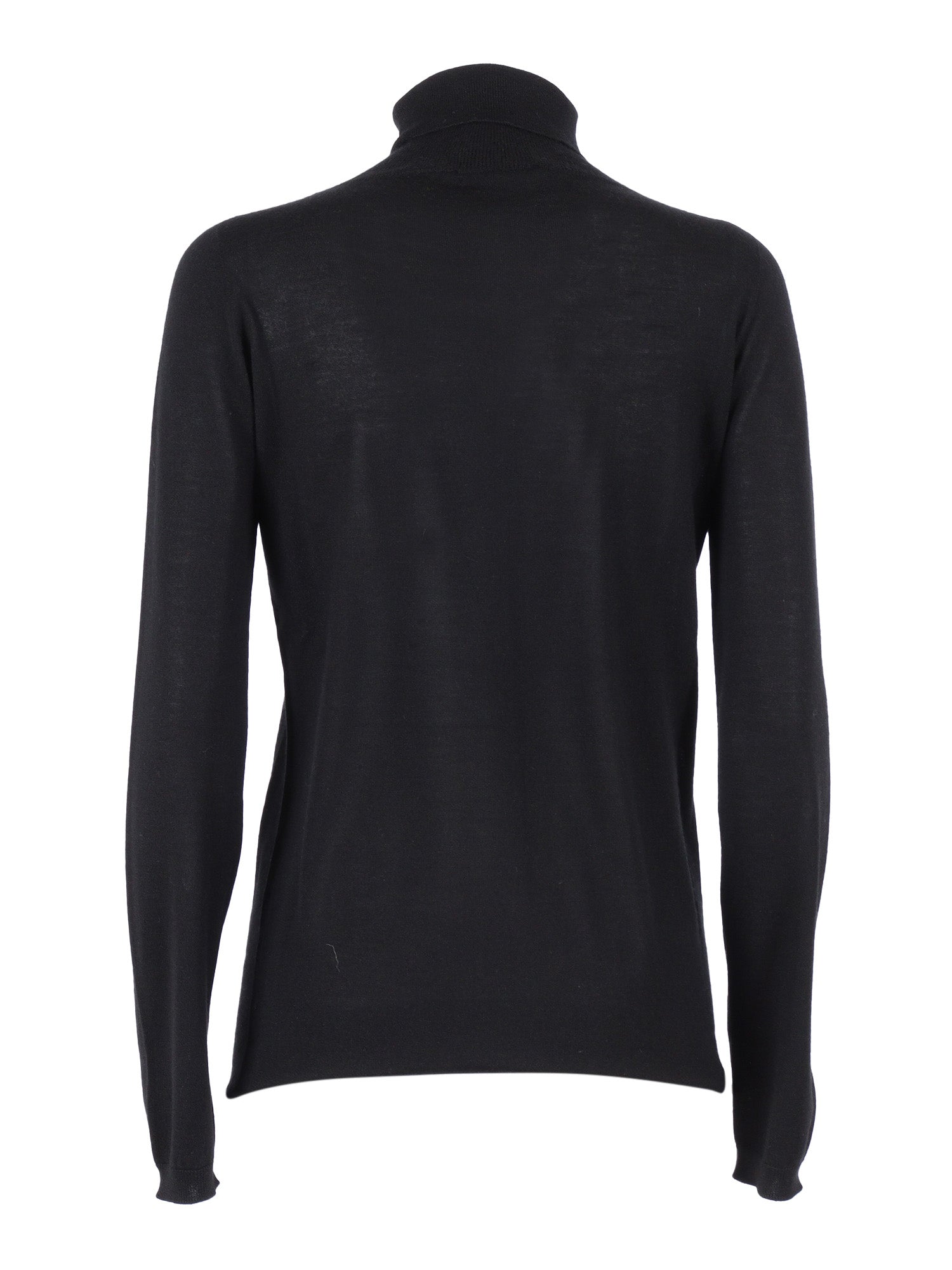 CASHMERE SILK TURTLE NECK SWEATER Black Crewneck