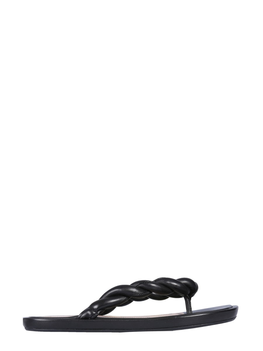 Leather Slide Sandals Black With Rubber Sole