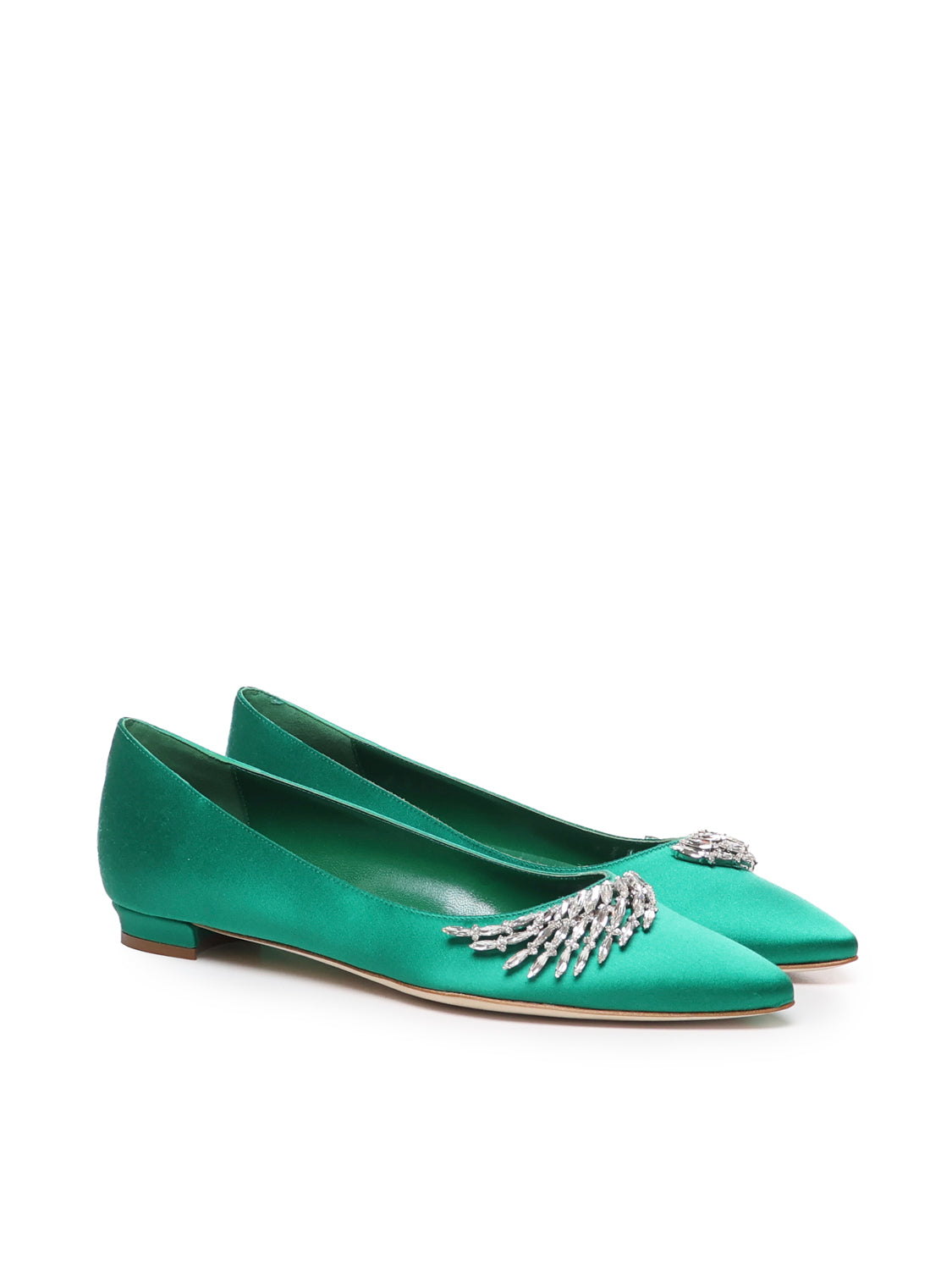 Manolo Blahnik Flat Shoes Green Viscose