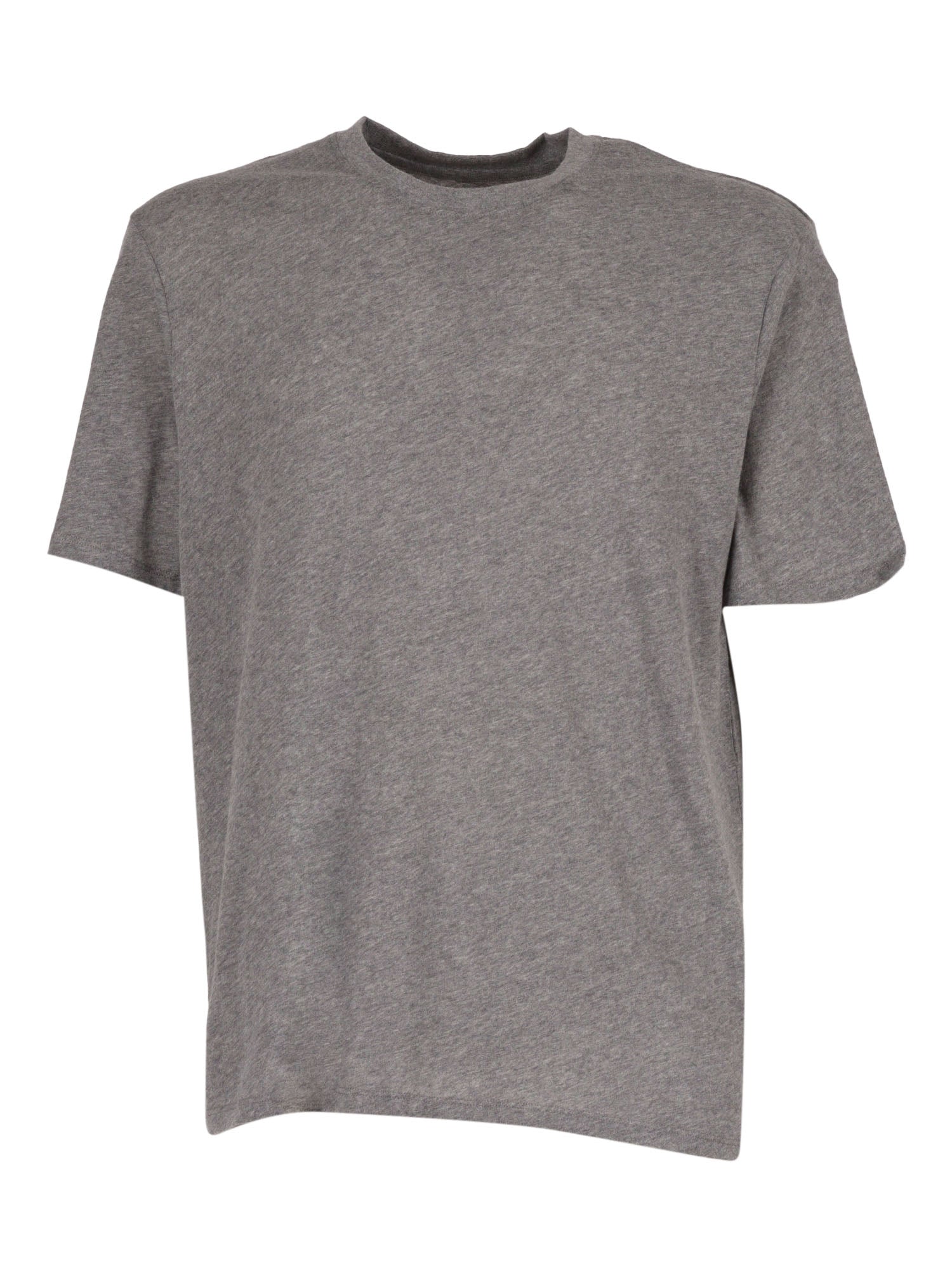 Short Sleeve Round Neck T-Shirt Grey Organic Cotton Cashmere Sleeves