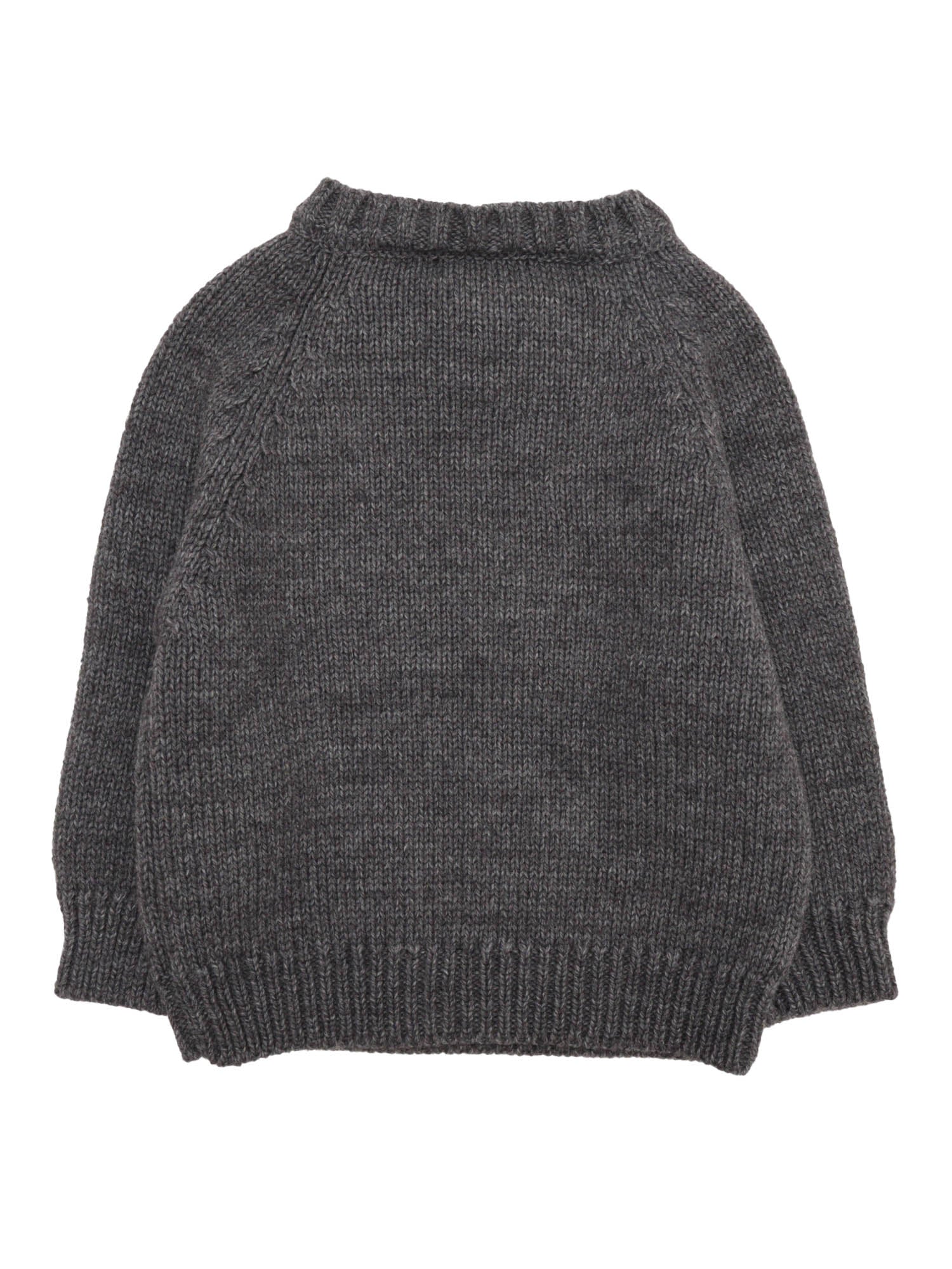 Number One Sweater Grey Merino Wool Acrylic Crewneck