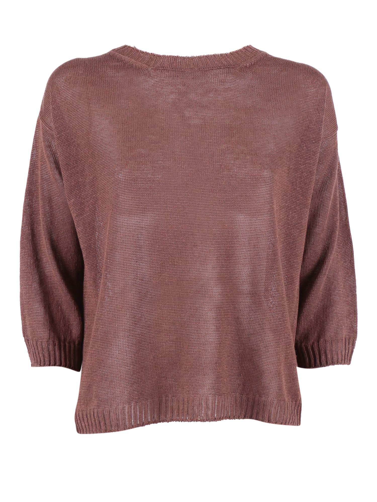 SWEATER Brown Linen Crewneck