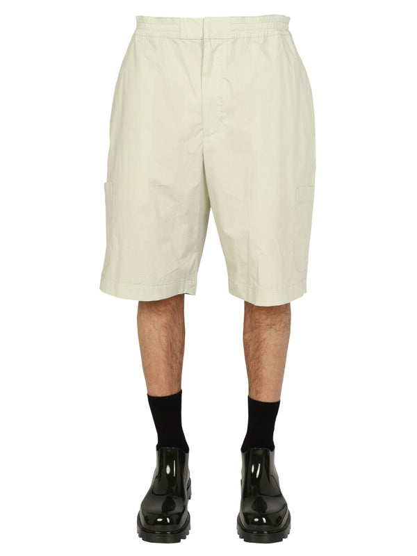 Elastic Bermuda Shorts Green Cotton