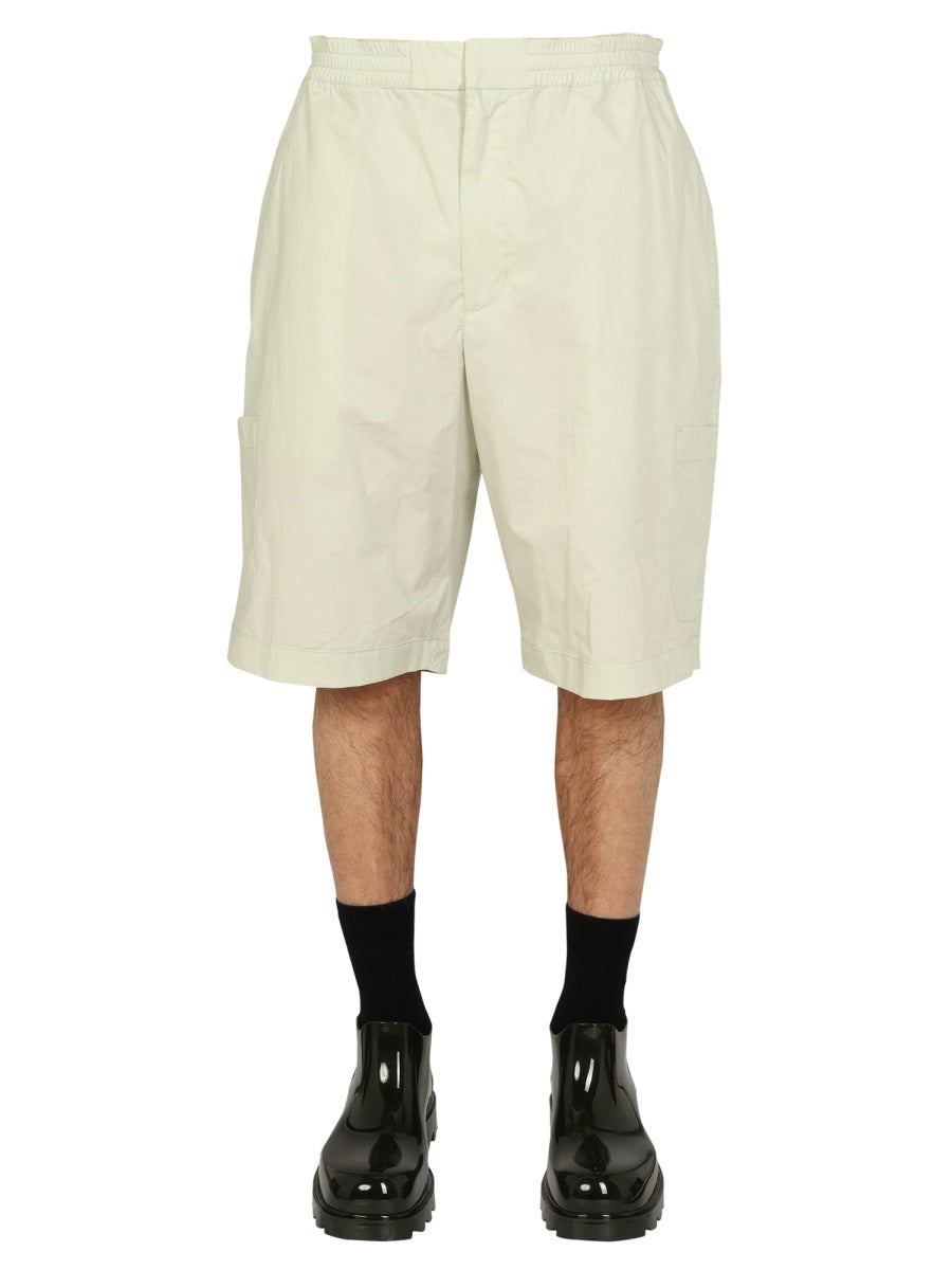Elastic Bermuda Shorts Green Cotton