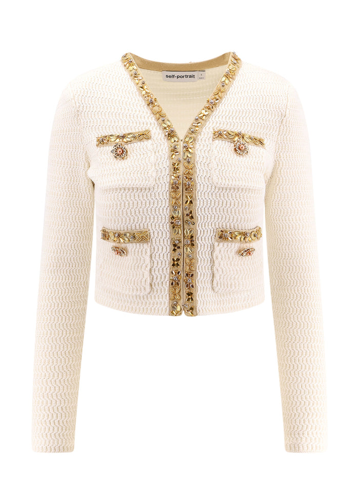 Self Portrait Sweaters Beige Poliestere Cotone Lana
