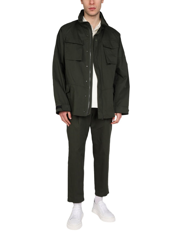 Double Fabric Jacket Military Green Cotton Nylon