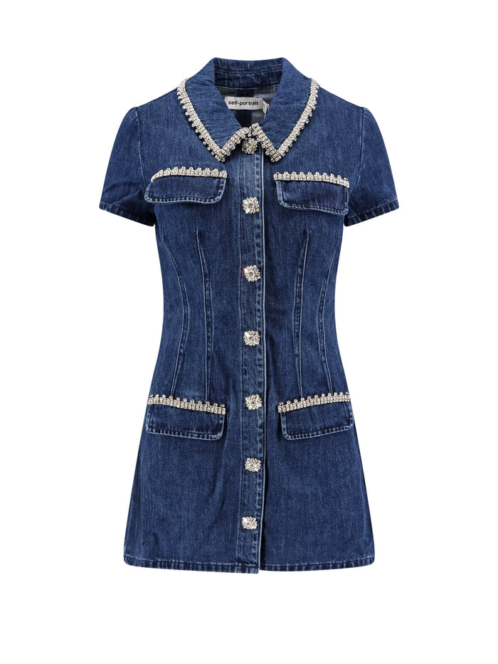 Self Portrait Dresses Blue Cotone