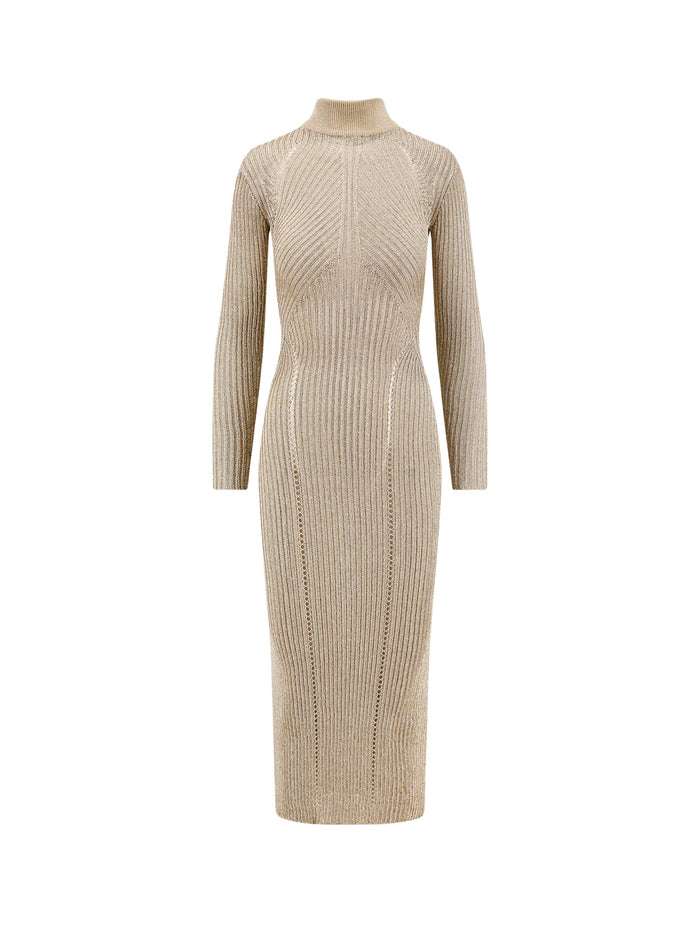 Self Portrait Dresses Golden Viscosa Fibra Metallica