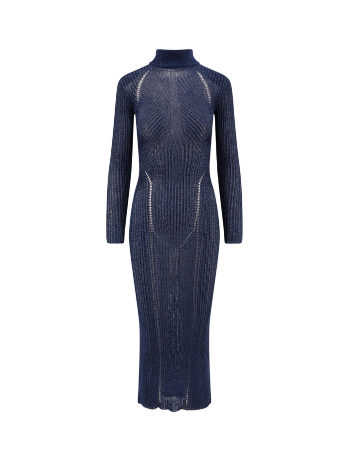 Self Portrait Dresses Blue Viscosa Fibra Metallica
