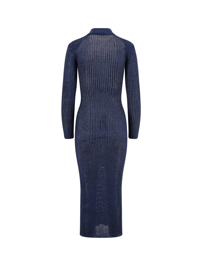 Self Portrait Dresses Blue Viscosa Fibra Metallica