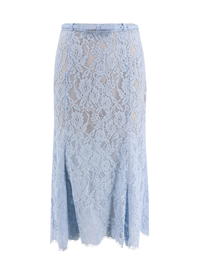 Self Portrait Skirts Blue Viscosa Cotone Poliammide
