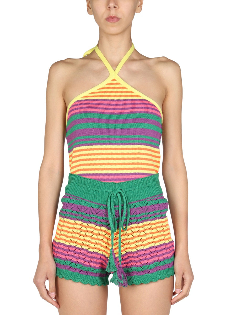 Striped Pattern Top Multicolour Cotton Acrylic Tops
