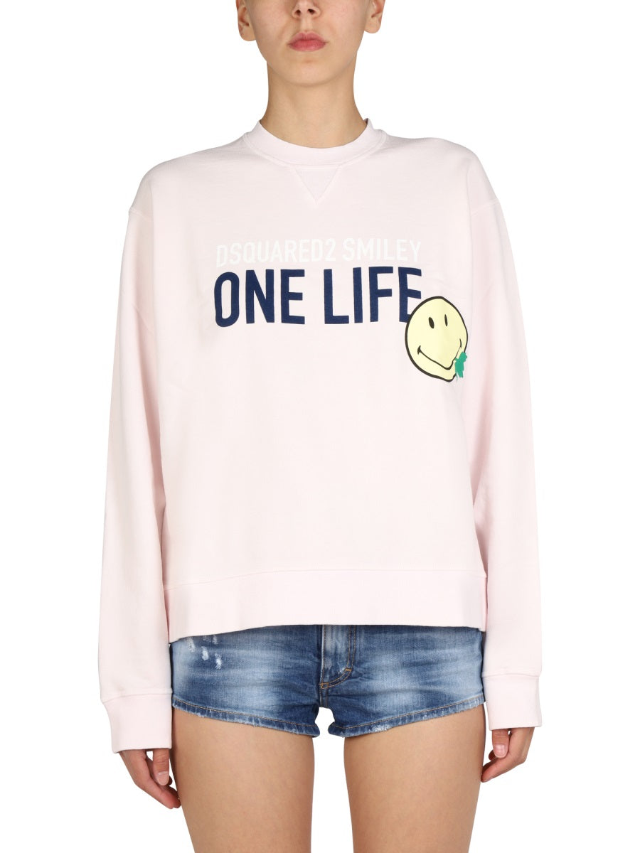 Logo Print Sweatshirt Pink Cotton Sweatshirts