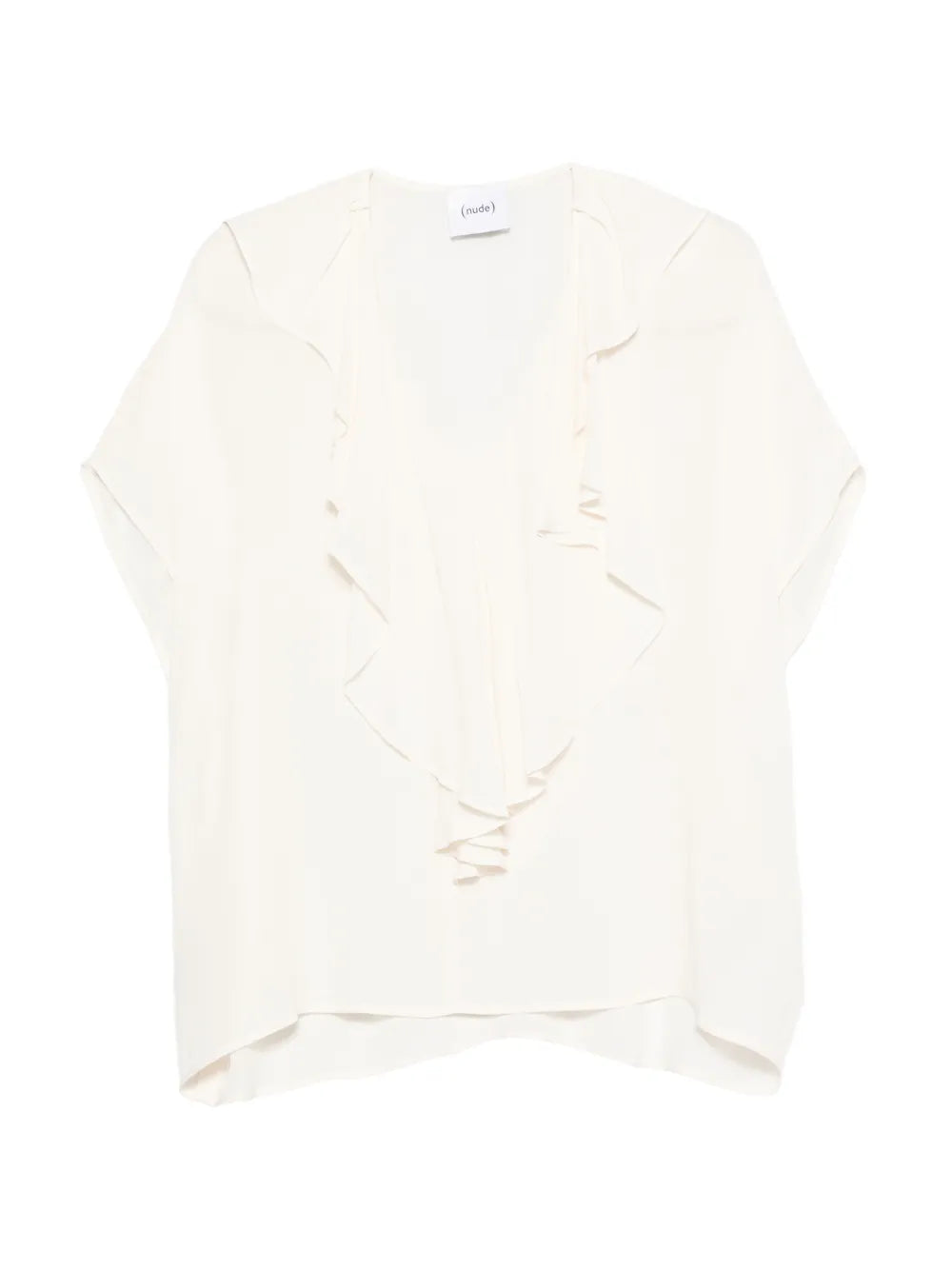 Blouse W Ruffle White Tops
