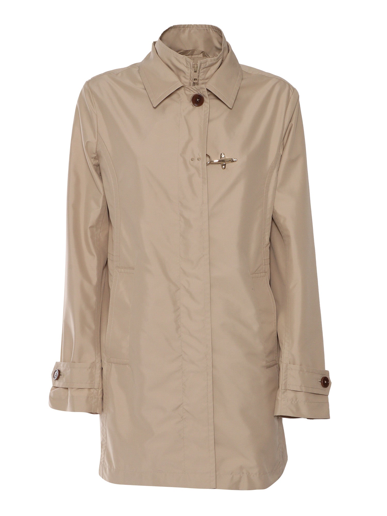 VIRGINIA MORNING GANCIO COAT Beige Polyester Fabric 2 Polyamide Heavy Jacket