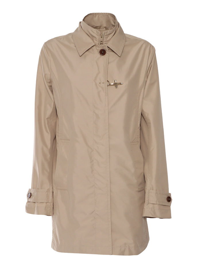 VIRGINIA MORNING GANCIO COAT Beige Polyester Fabric 2 Polyamide Heavy Jacket