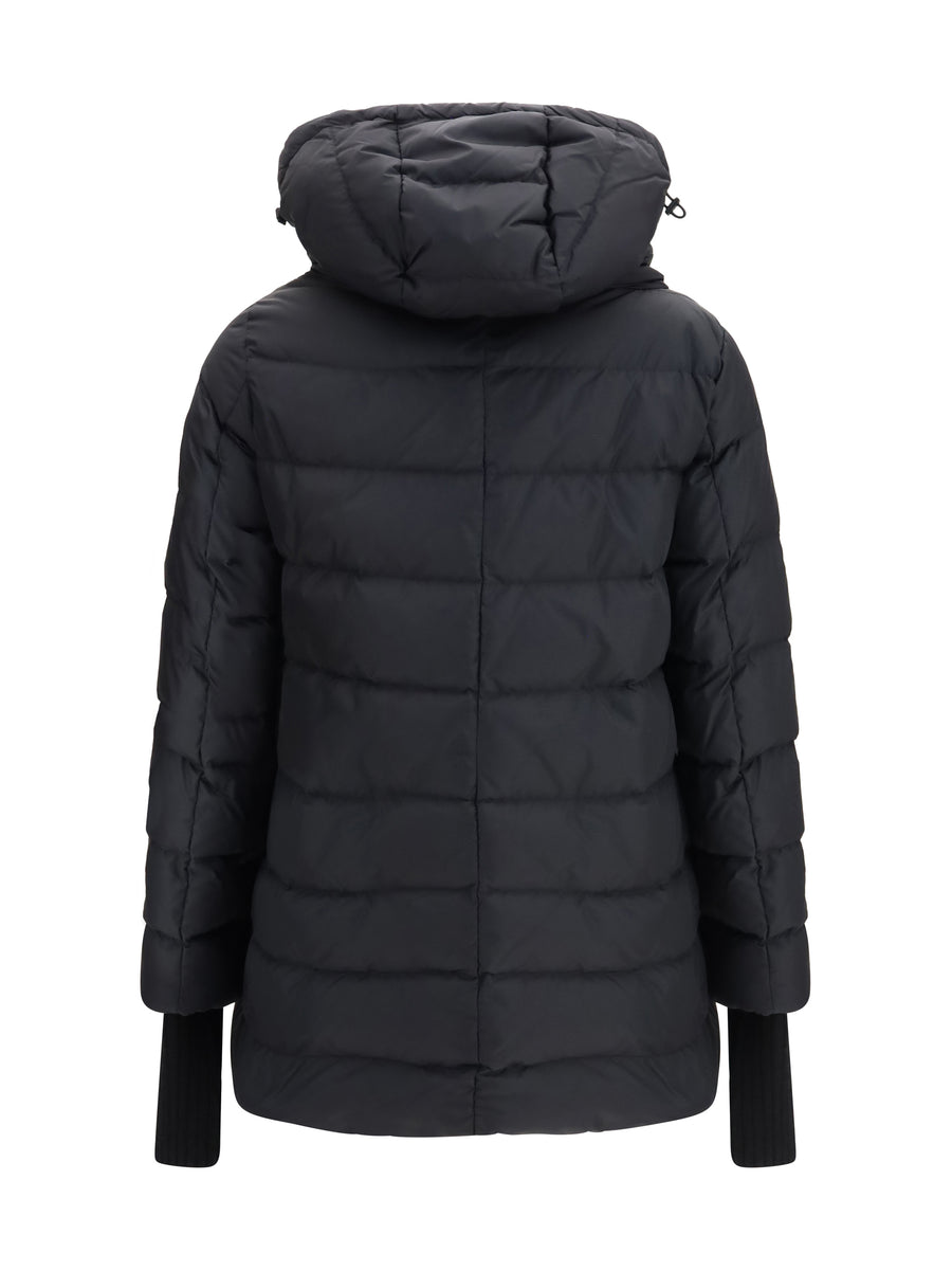Hooded Down Jacket Black Polyester Puffer