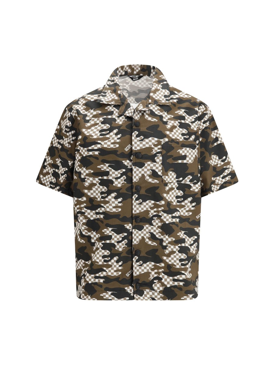 Shirt Checked Camo Dark Brown-Black Brown/black Cotton