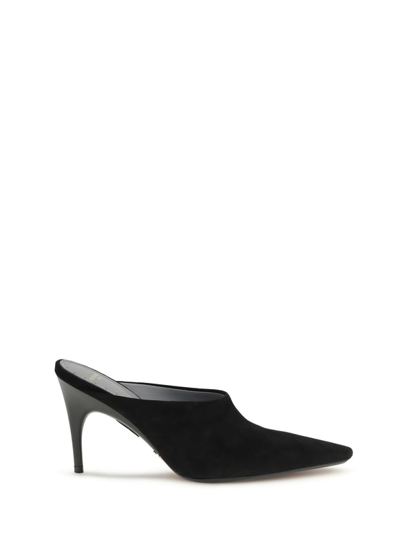 Balenciaga Upper: 100% suede; Sole: 100% calf leather mule heel in black