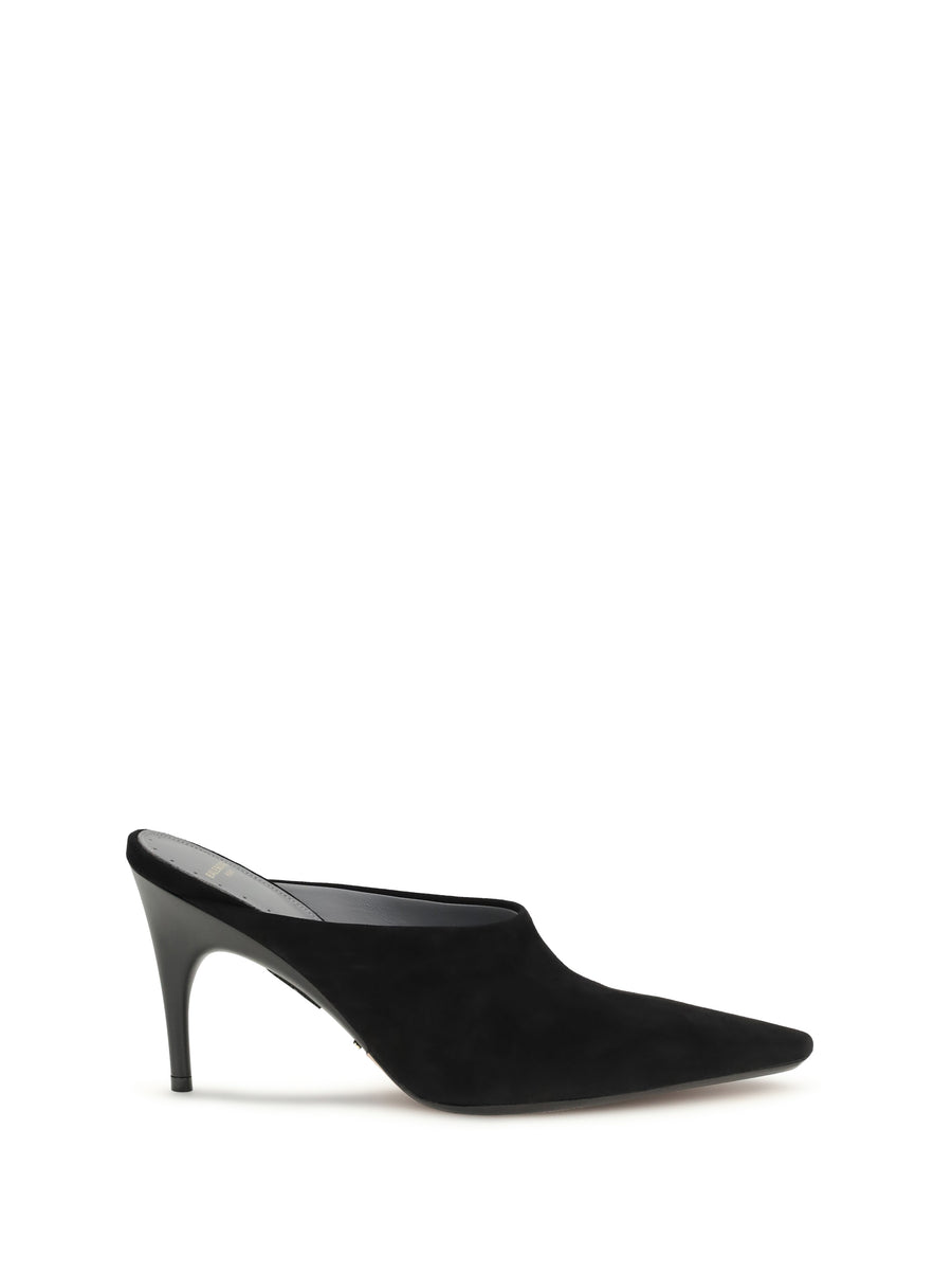 Balenciaga Upper: 100% suede; Sole: 100% calf leather mule heel in black