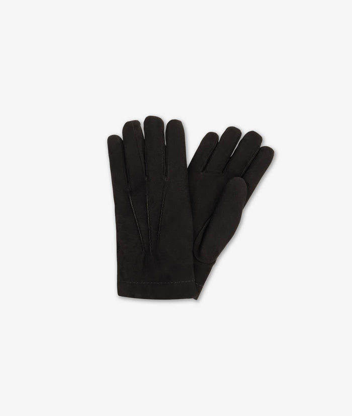 Suede And Nutria Gloves Black