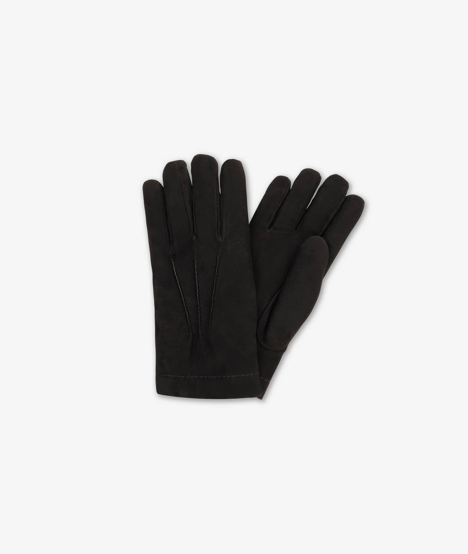 Suede And Nutria Gloves Black