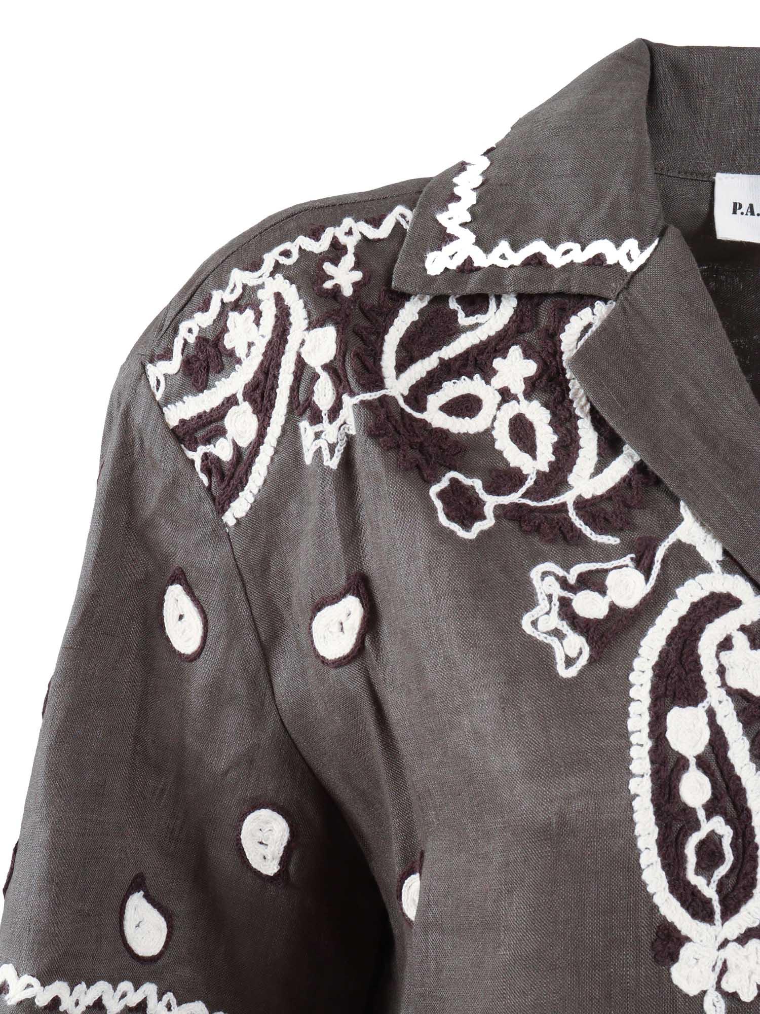 SHIRT WITH EMBROIDERY Green Linen