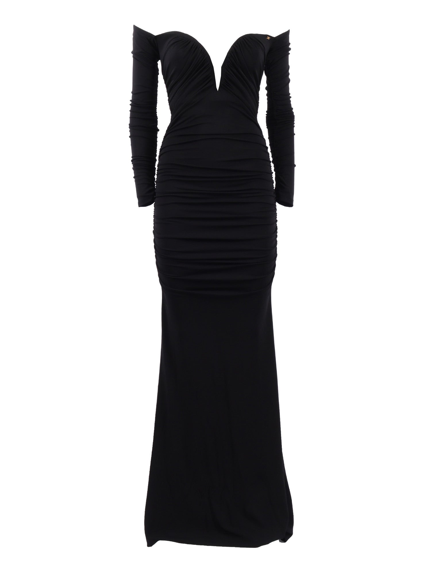 WOMEN�S DRESS Black Viscose Elastane Midi