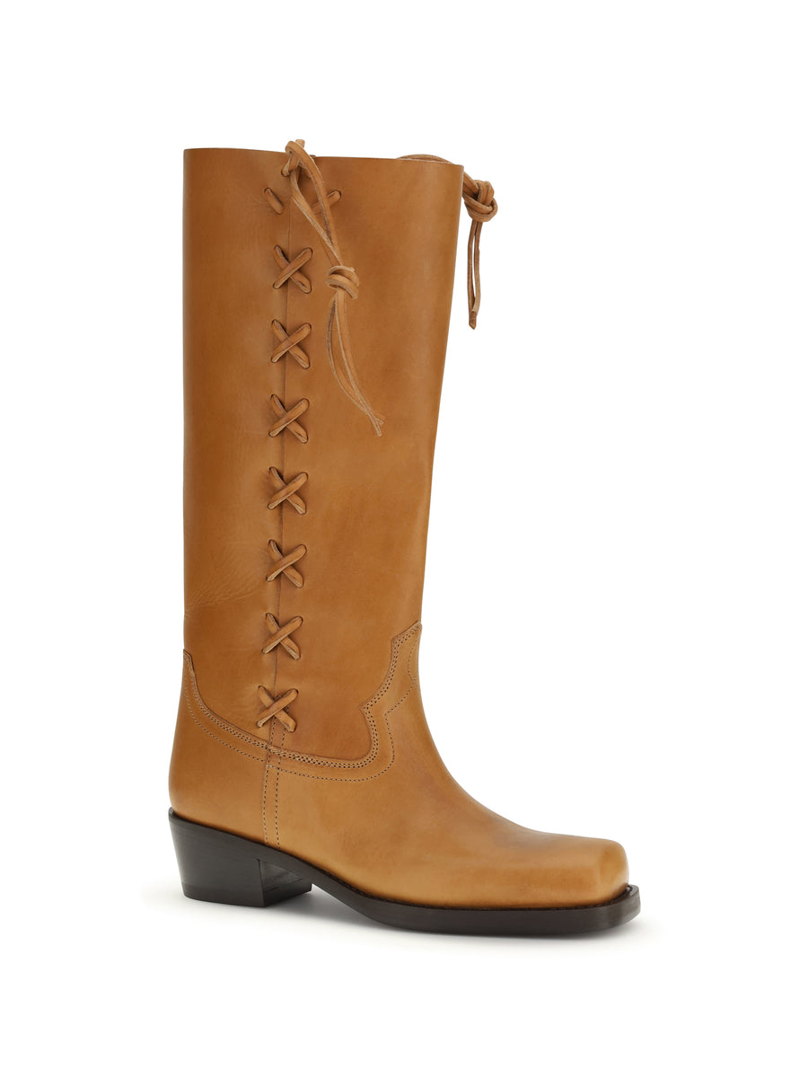 Boots Roxanne Tan Calf Leather
