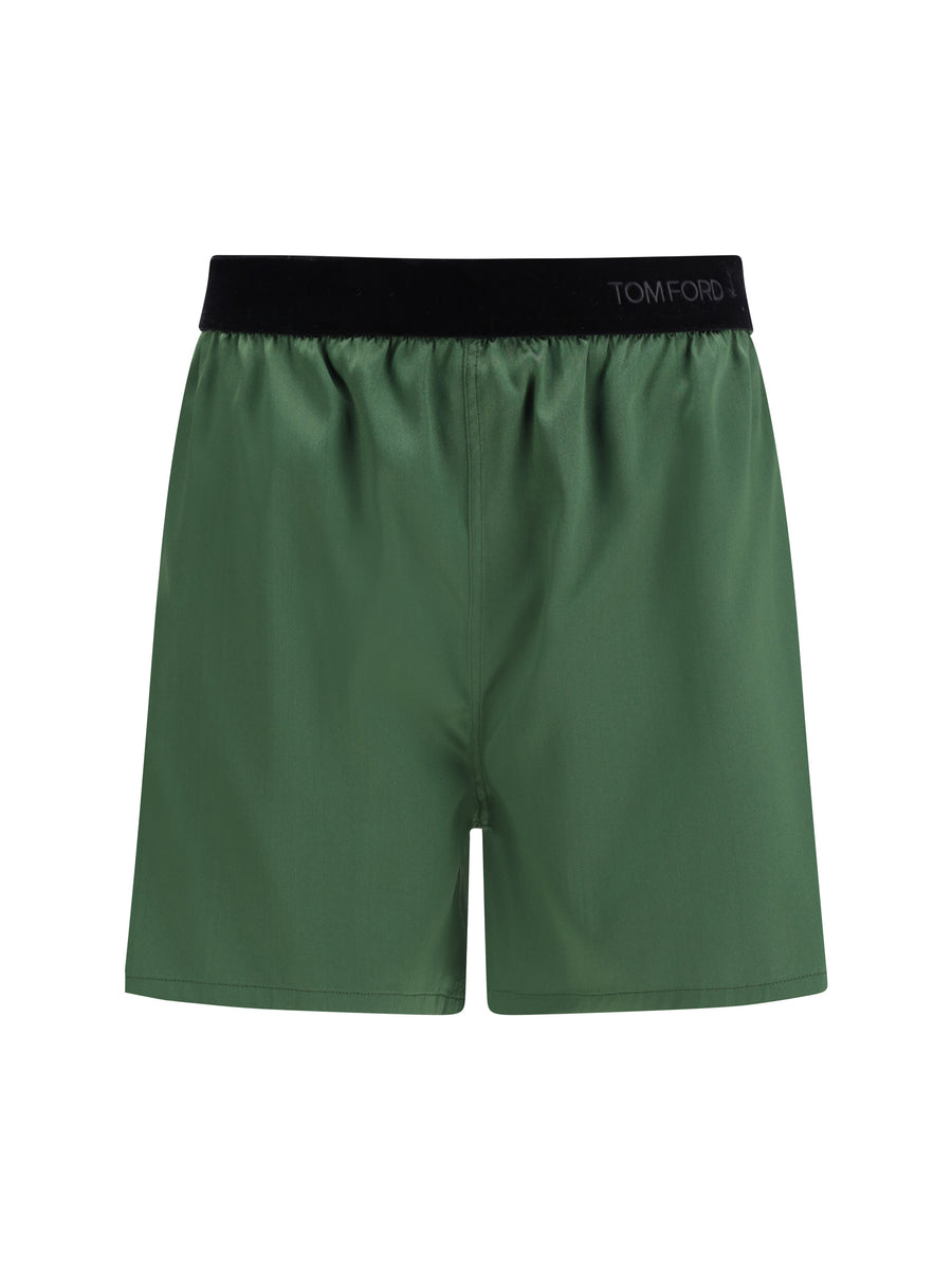 Tom Ford 94% Silk; 6% Elastane bermuda in green