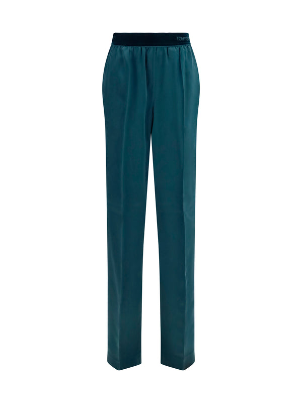 Tom Ford 94% Silk; 6% Elastane trousers in teal