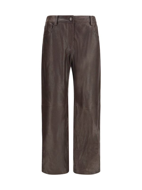 Magda Butrym 100% Sheepskin leather trousers in brown