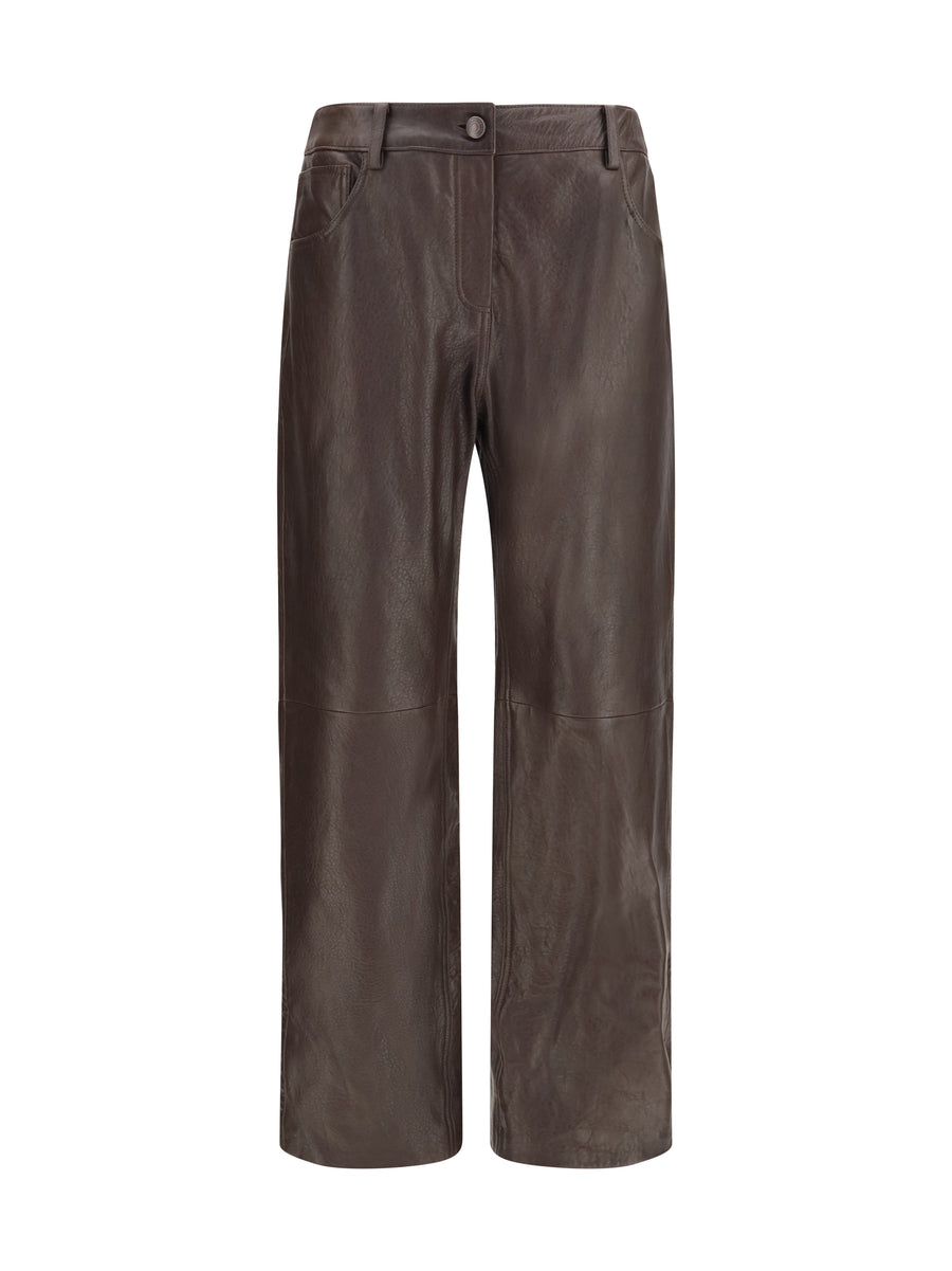 Magda Butrym 100% Sheepskin leather trousers in brown