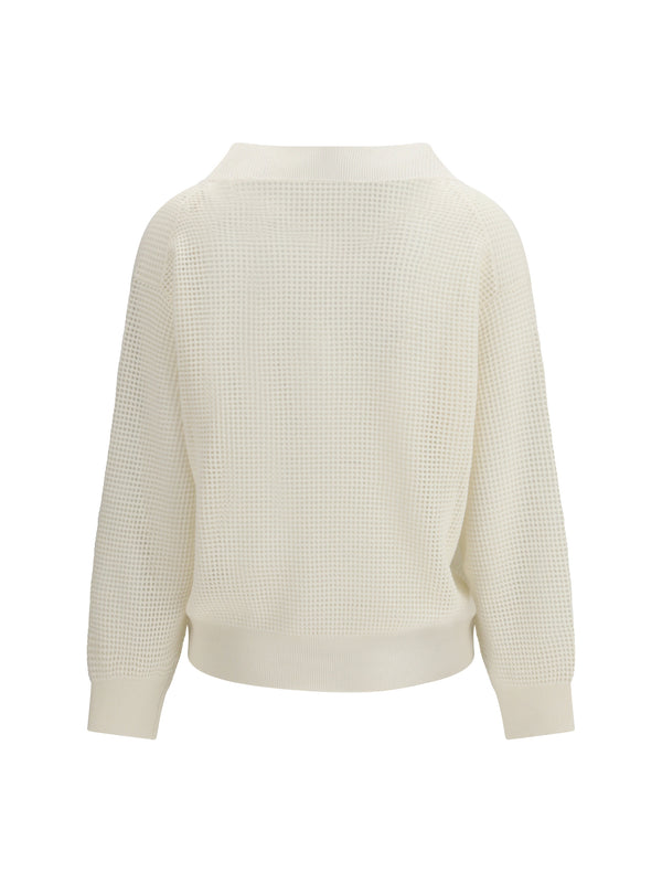 Cashmere Net Sweater Panama-Nebbia Panama/nebbia (capra Hircus)