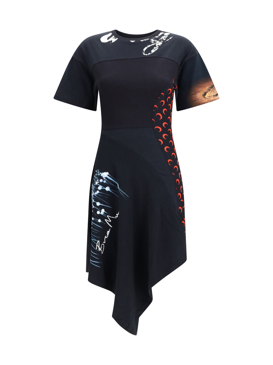 Marine Serre 100% Cotton dress in black