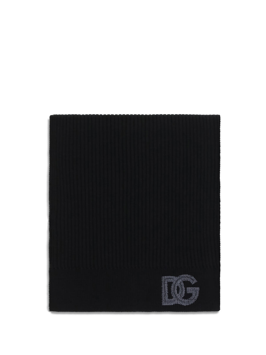 Ribbed Virgin Wool Scarf Nero Fleece Ovis Aries