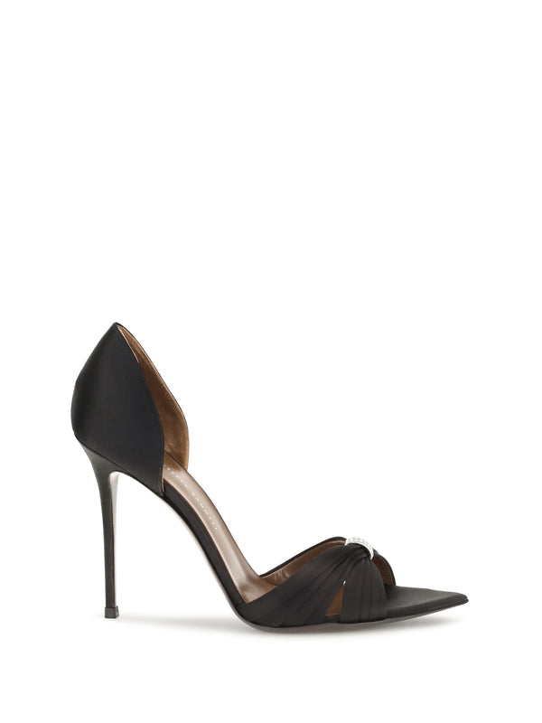 Giuseppe Zanotti Upper: 100% silk satin; Sole: 100% calf leather pump in black