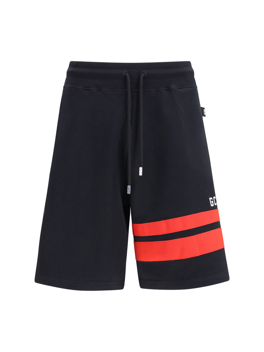 GCDS 100% Cotton bermuda shorts in black
