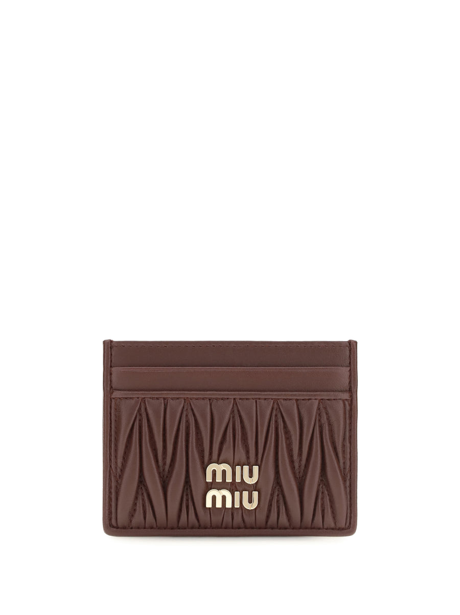 Card Holder Matelassé Nappa Leather Burgundy Lamb Wallets & Purses