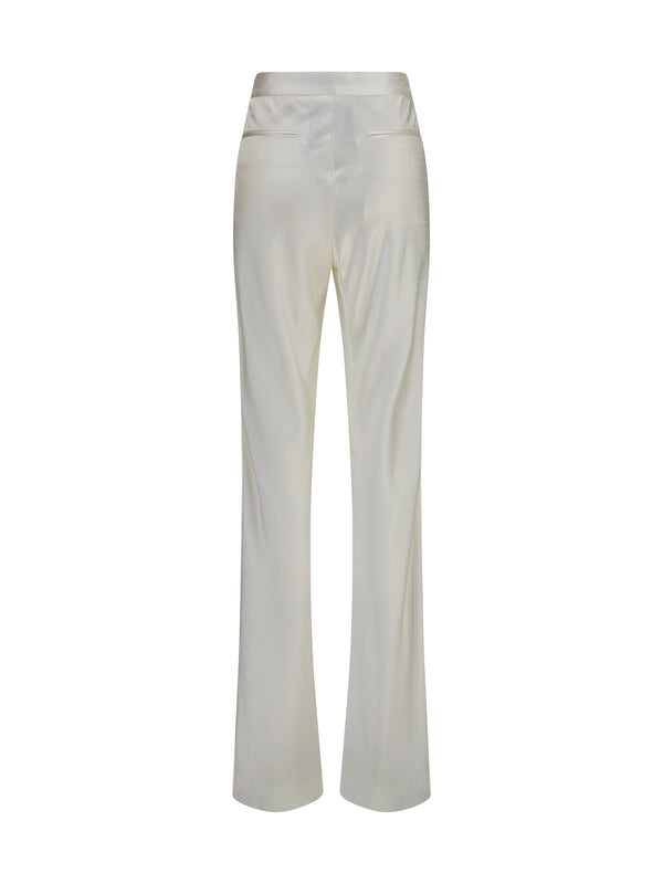 Trousers Bias-Cut Polka-Dot Off White Viscose