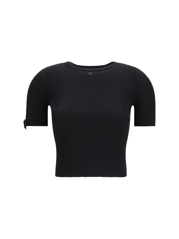 CourrèGes 70% Viscose tank top in black